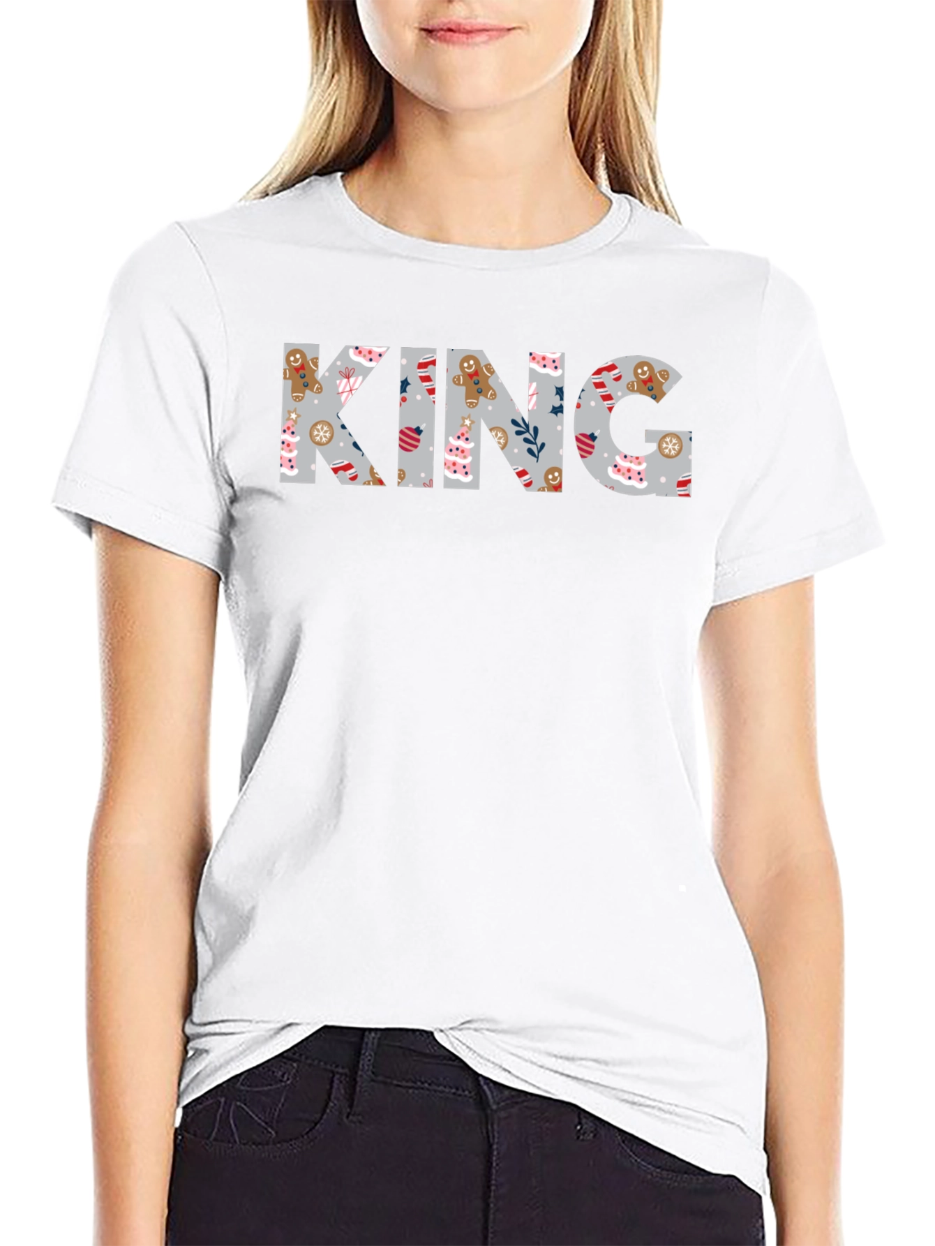 King Christmas Pattern Crew Neck T-Shirt