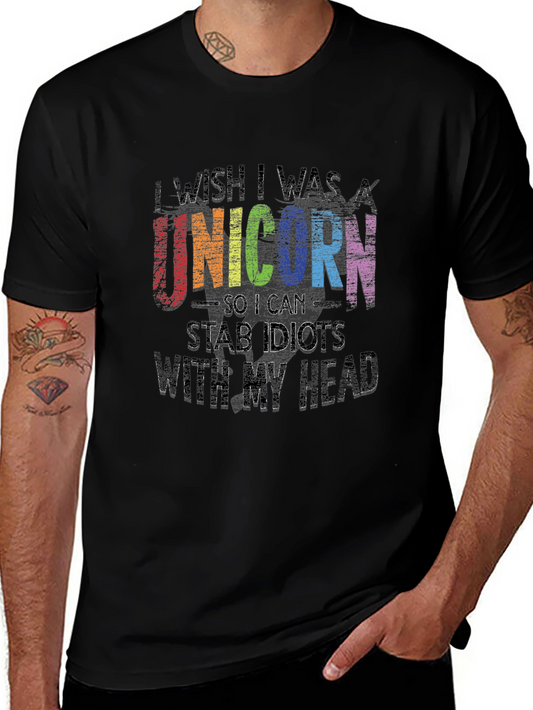 I Wish I Was A Unicorn Graphic T-Shirt - Black