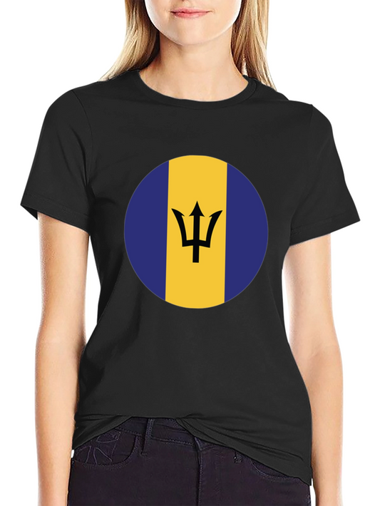 Barbados Flag T-Shirt - Roundel Design Black Tee