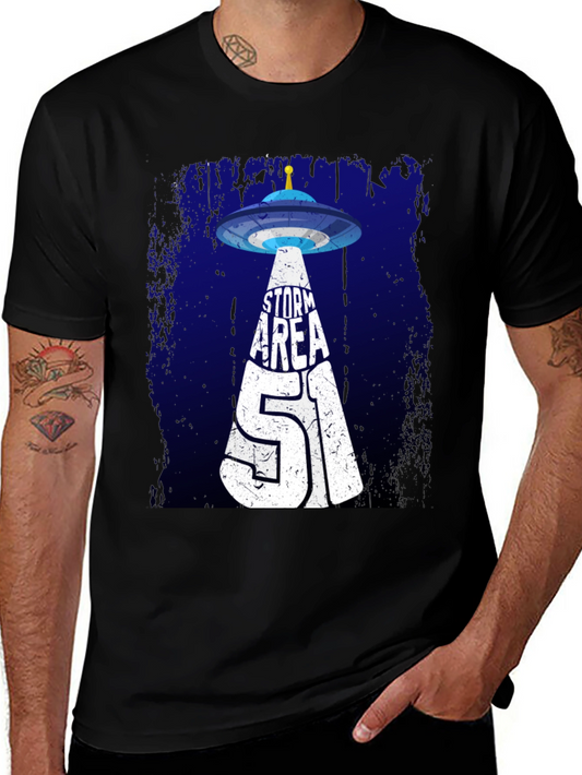 Area 51 Storm Graphic T-Shirt Alien UFO Design