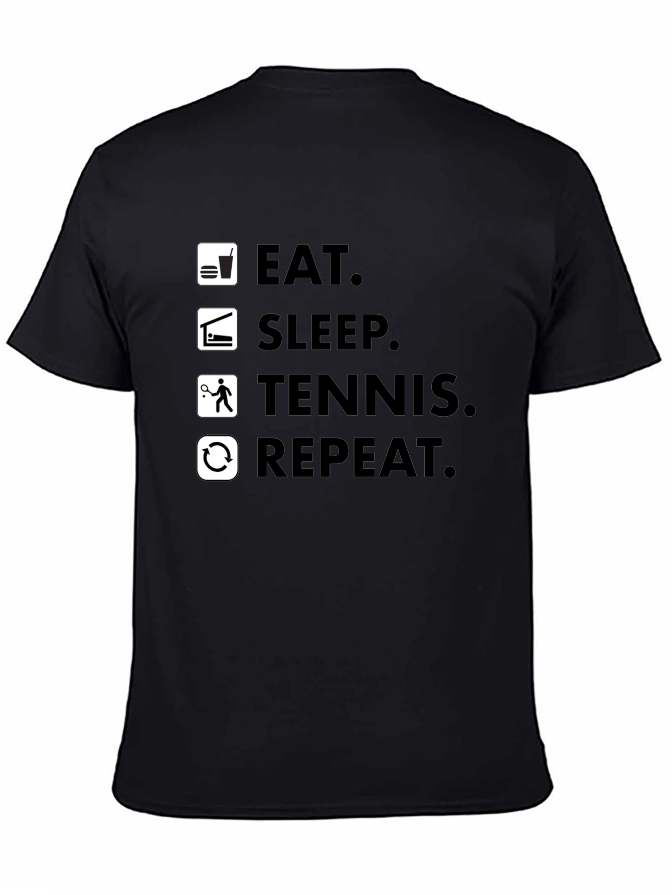 Eat Sleep Tennis Repeat Black T-Shirt