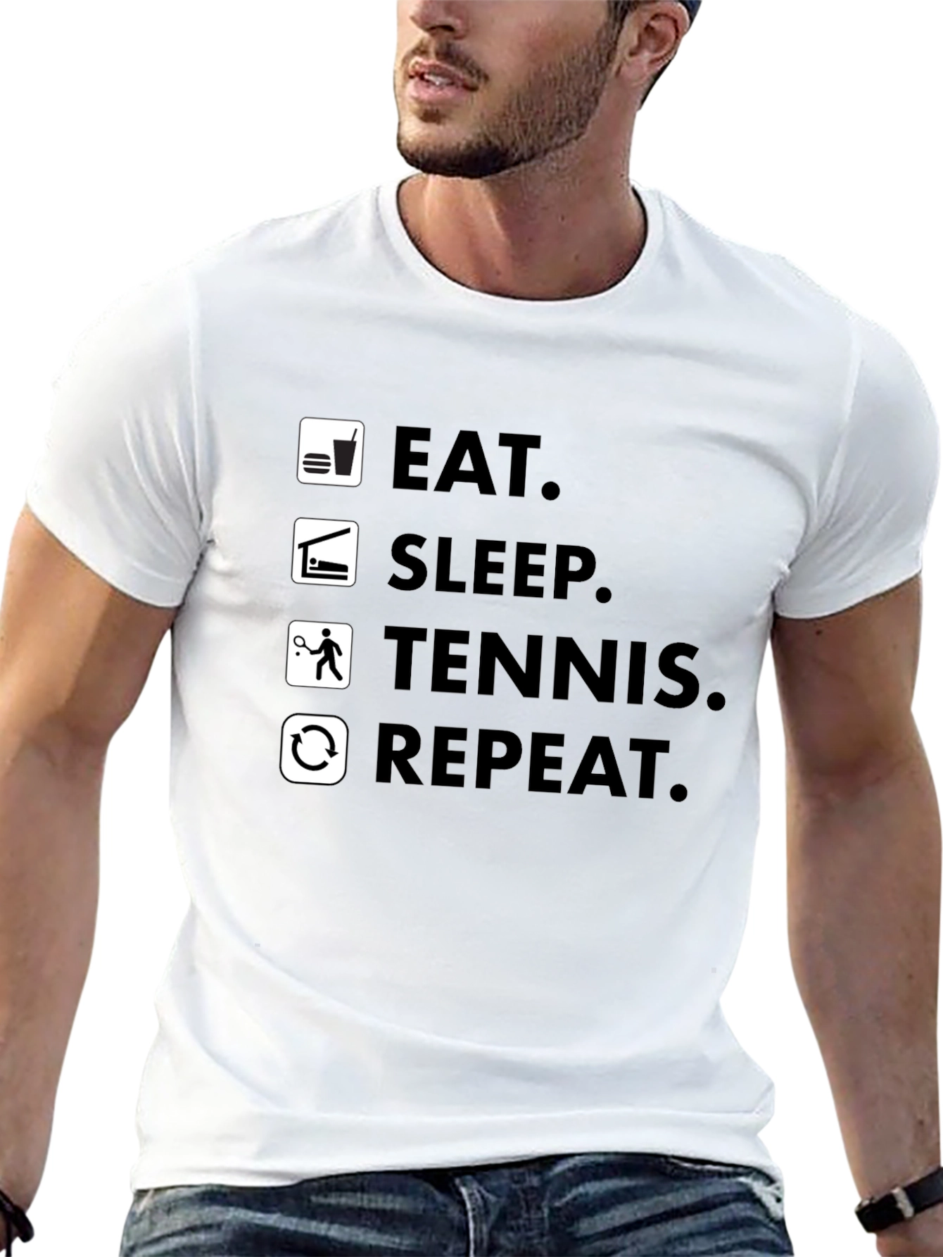 Eat Sleep Tennis Repeat Black T-Shirt