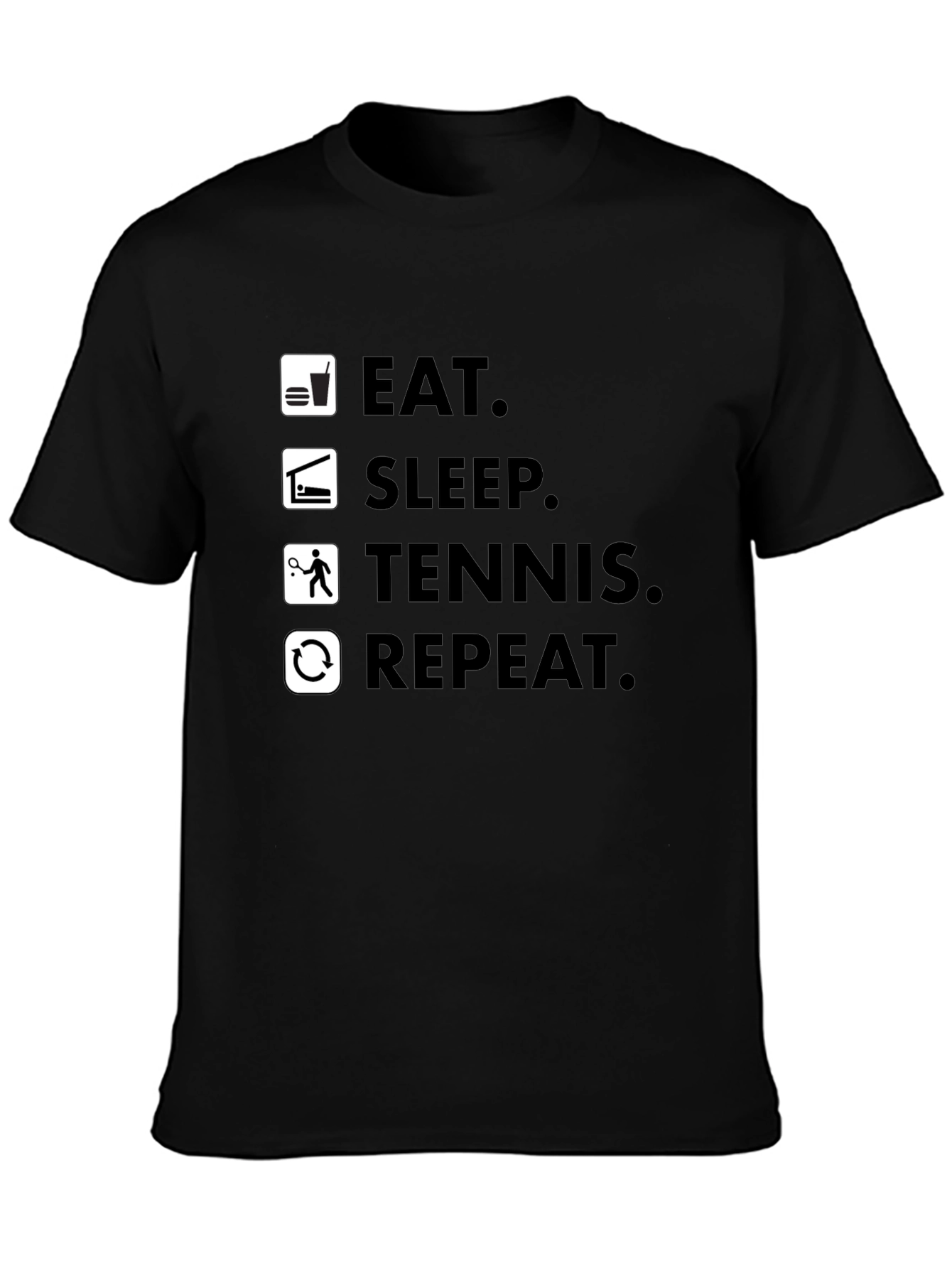Eat Sleep Tennis Repeat Black T-Shirt