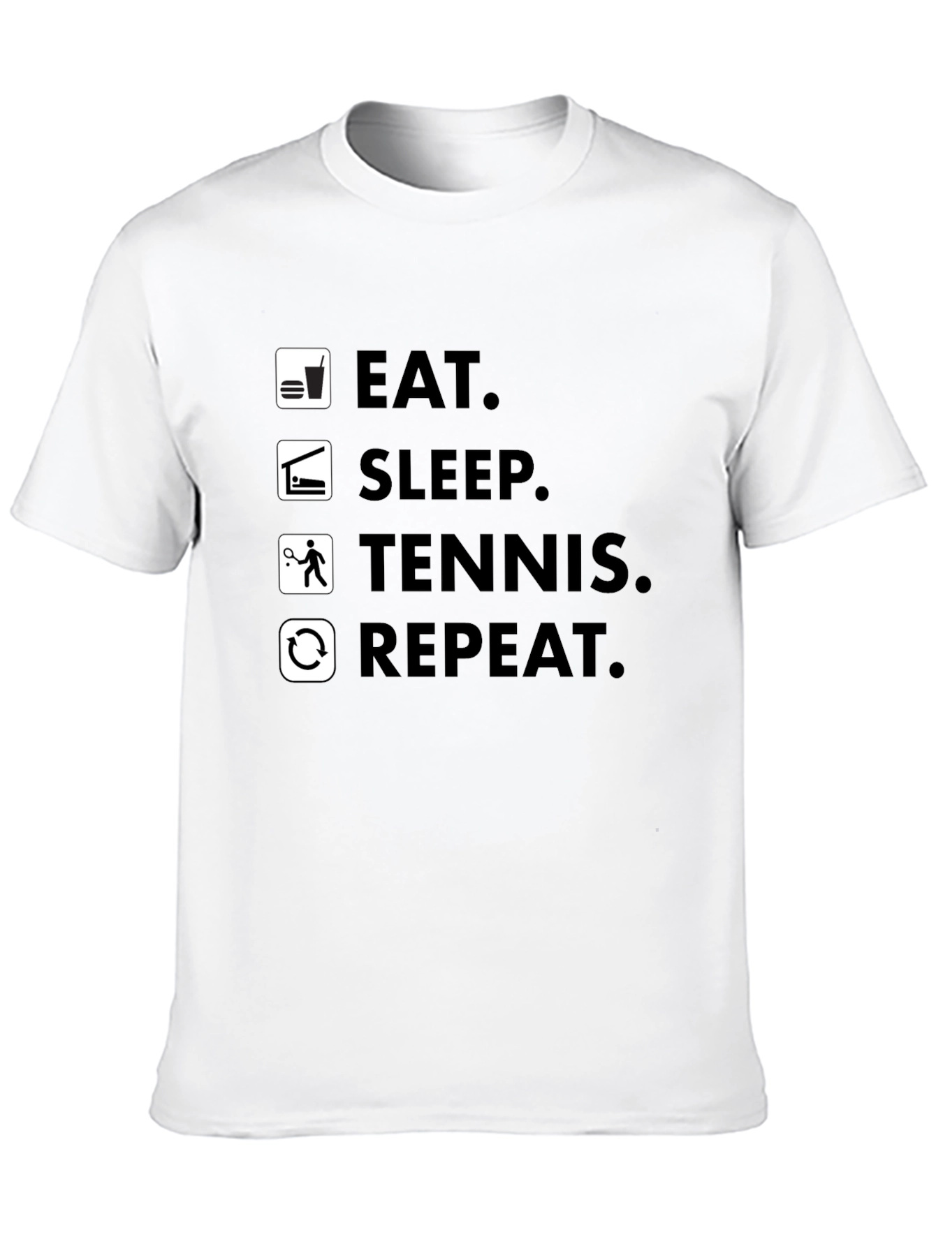 Eat Sleep Tennis Repeat Black T-Shirt