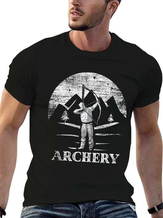 Archery T-Shirt - Archer Bow & Arrow Mountains Design