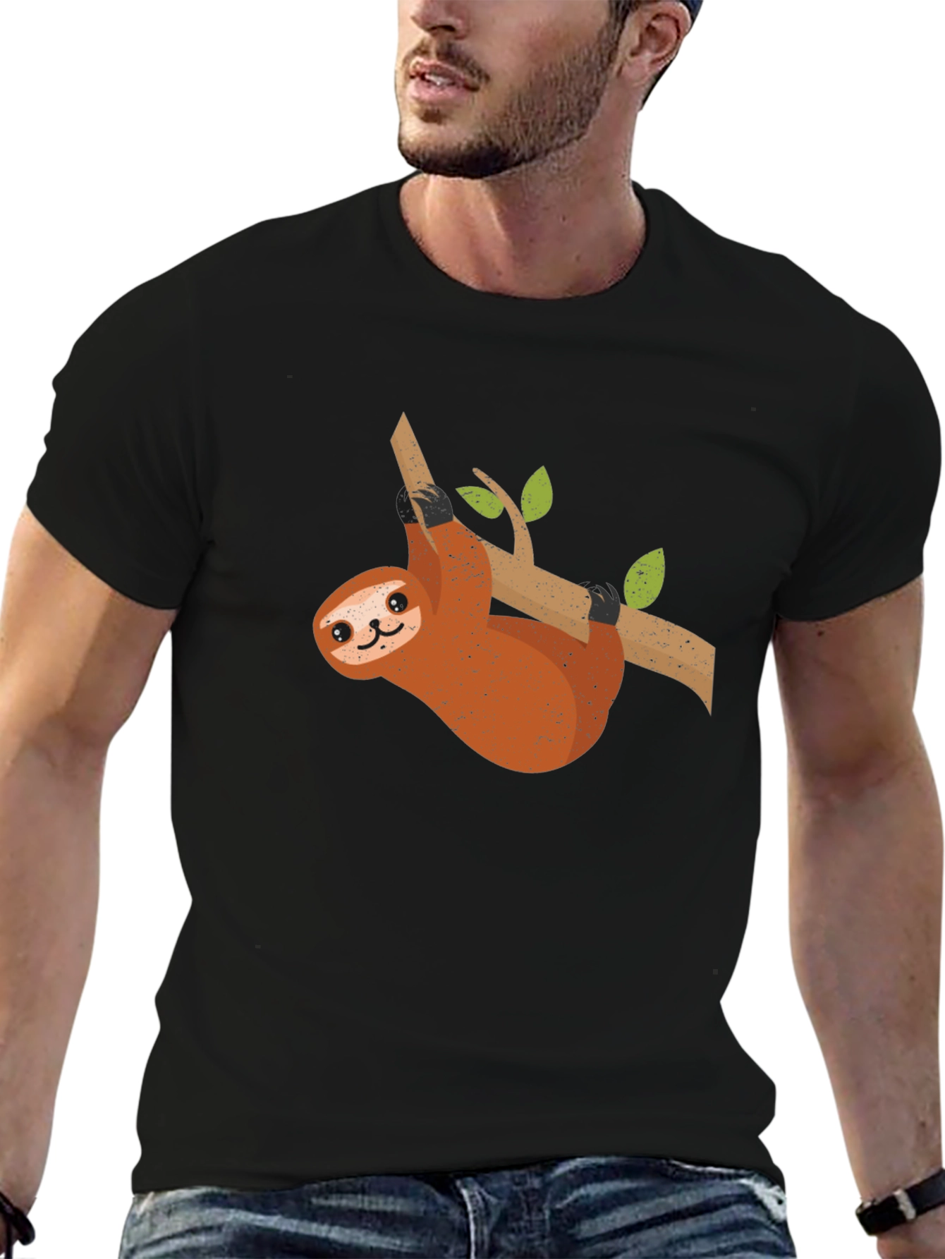 Sloth Graphic Tee - Casual Black T-Shirt