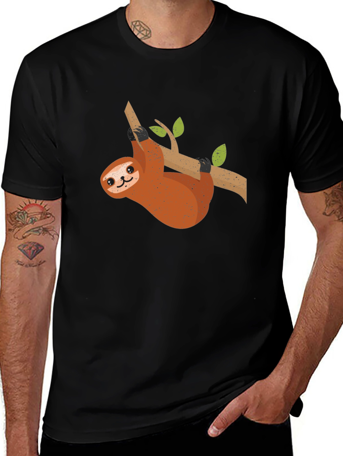 Sloth Graphic Tee - Casual Black T-Shirt