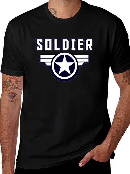 Soldier Graphic Tee - Military Star Logo T-Shirt