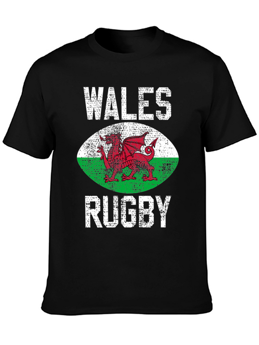 Wales Rugby T-Shirt Welsh Dragon Rugby Ball Design