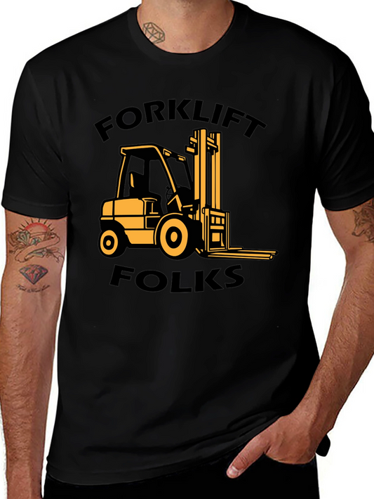 Forklift Folks Graphic Tee - Black Cotton T-Shirt