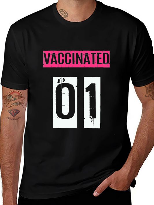 Vaccinated T-Shirt - Black with Graphic Print