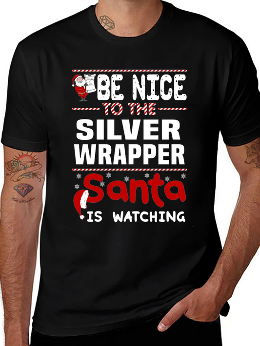 Funny Christmas Shirt: Silver Wrapper Santa