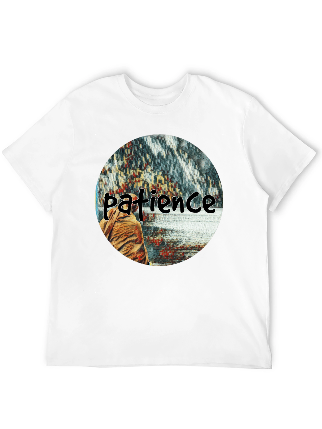 Patience Graphic T-Shirt - Black Crew Neck Tee