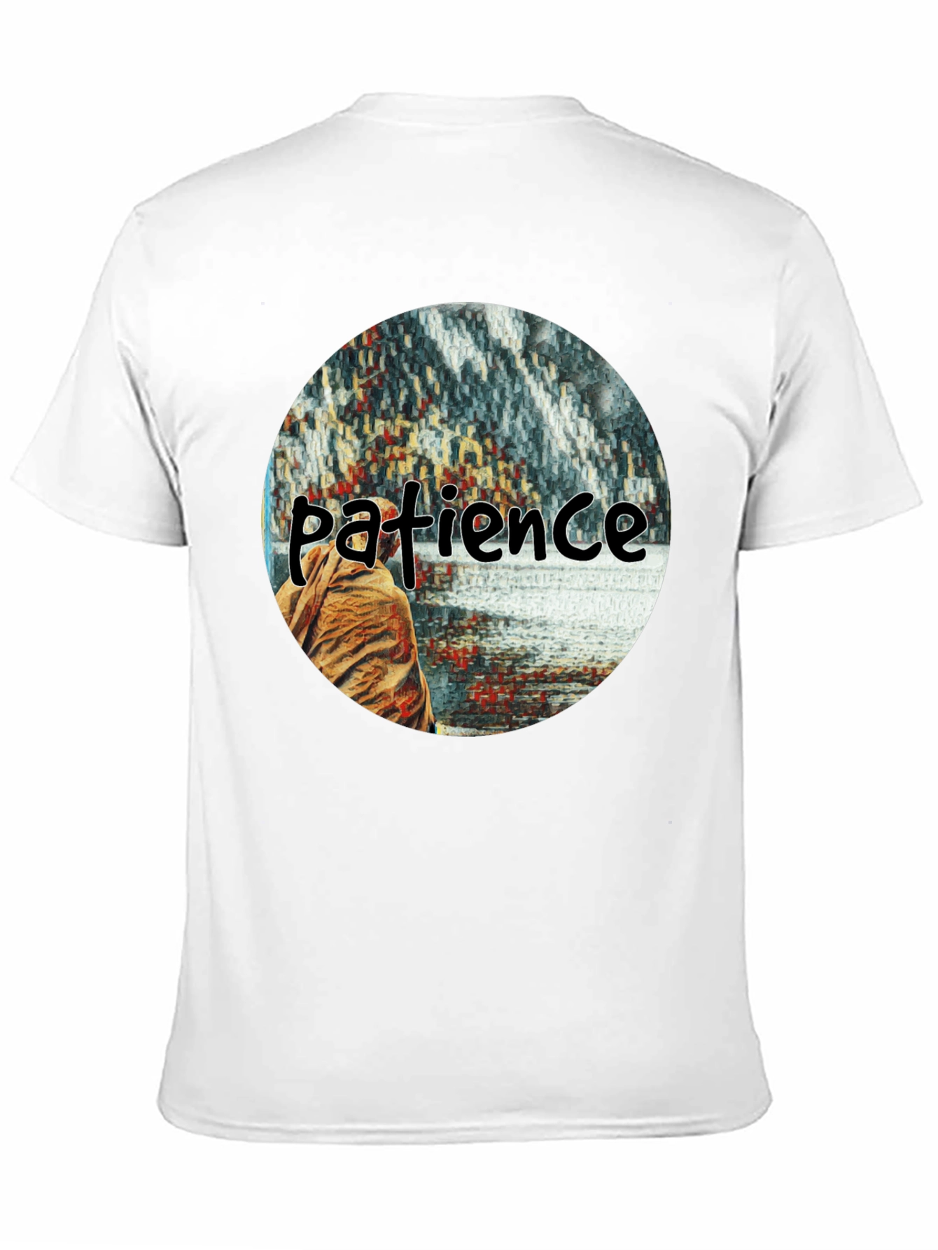 Patience Graphic T-Shirt - Black Crew Neck Tee