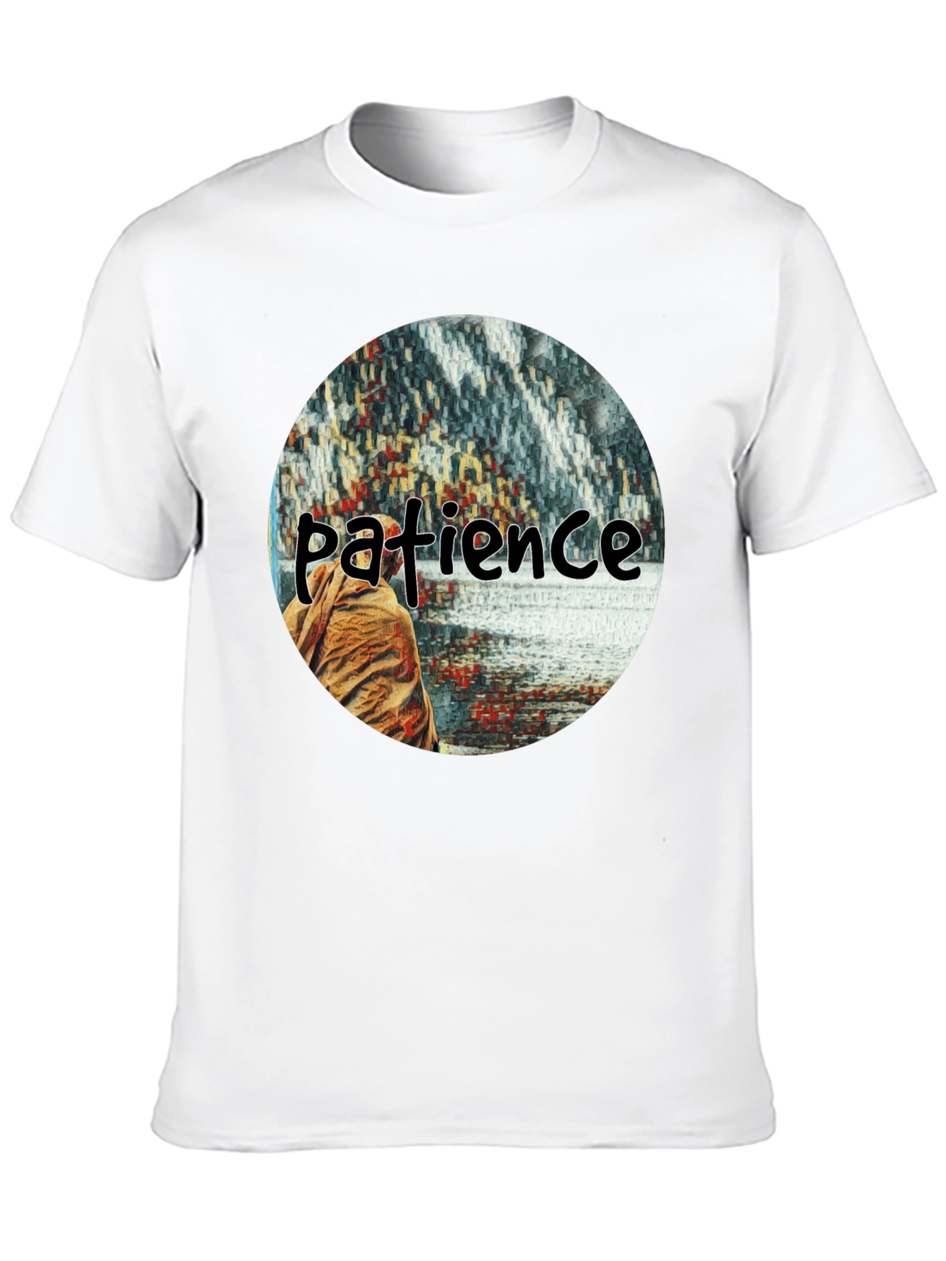 Patience Graphic T-Shirt - Black Crew Neck Tee