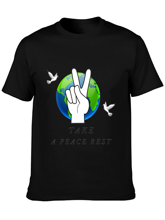 Peace Dove Globe Graphic Black T-Shirt