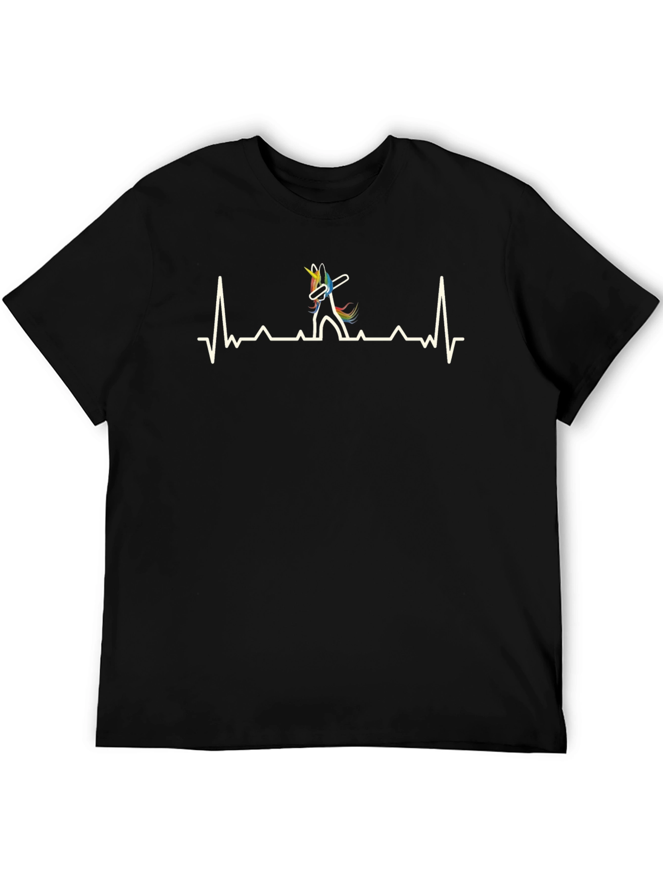 Unicorn Heartbeat Black T-Shirt