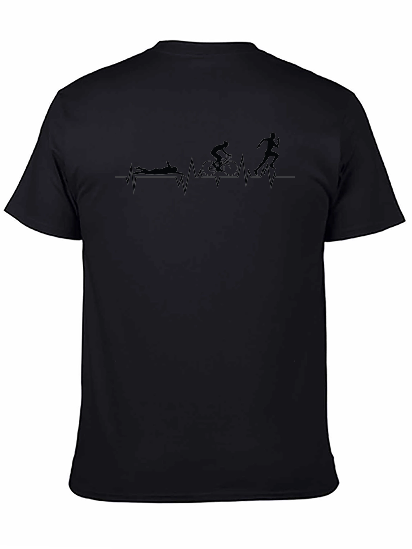 Triathlon Heartbeat Graphic T-Shirt - Black
