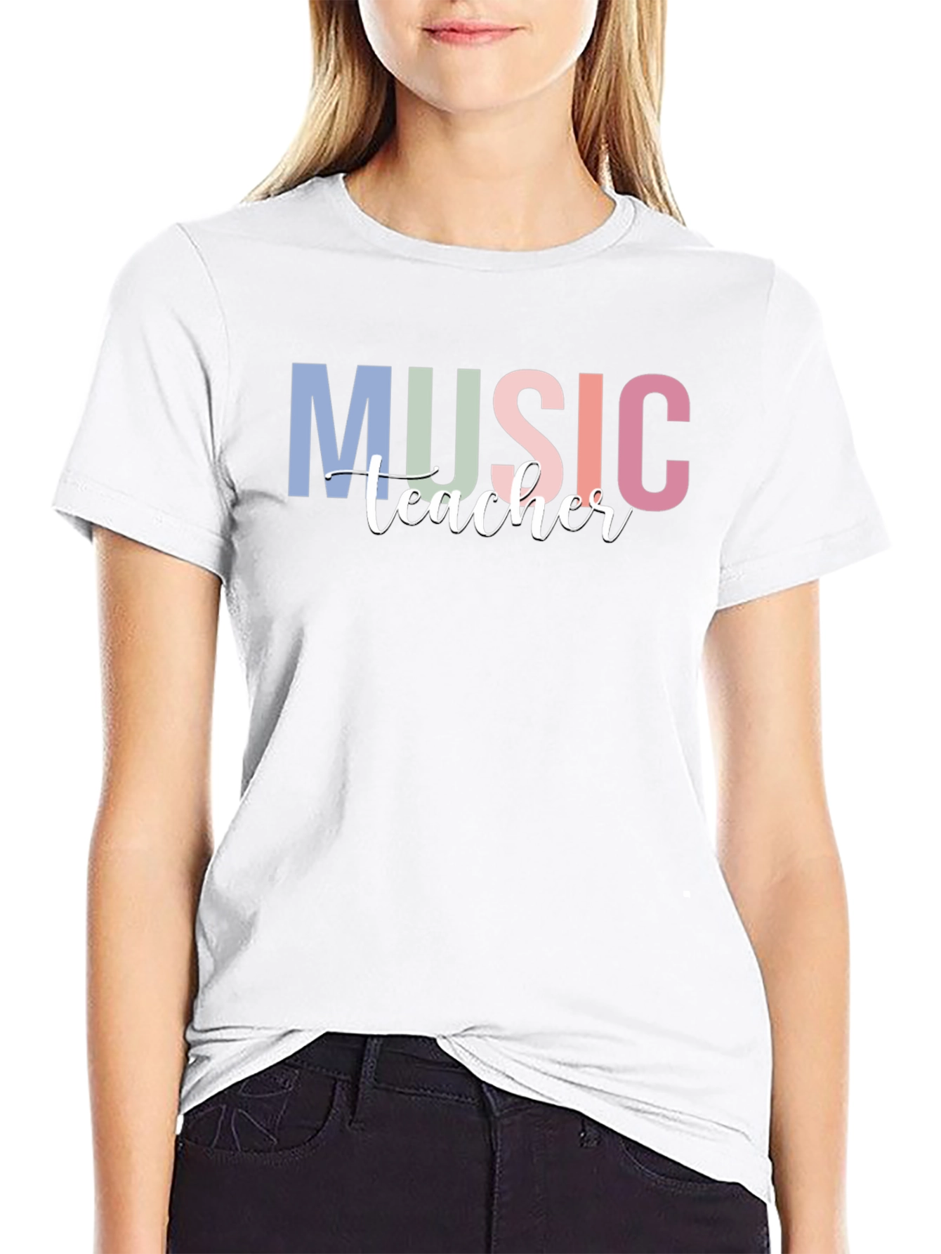 Music Teacher Graphic Tee - Black Crew Neck