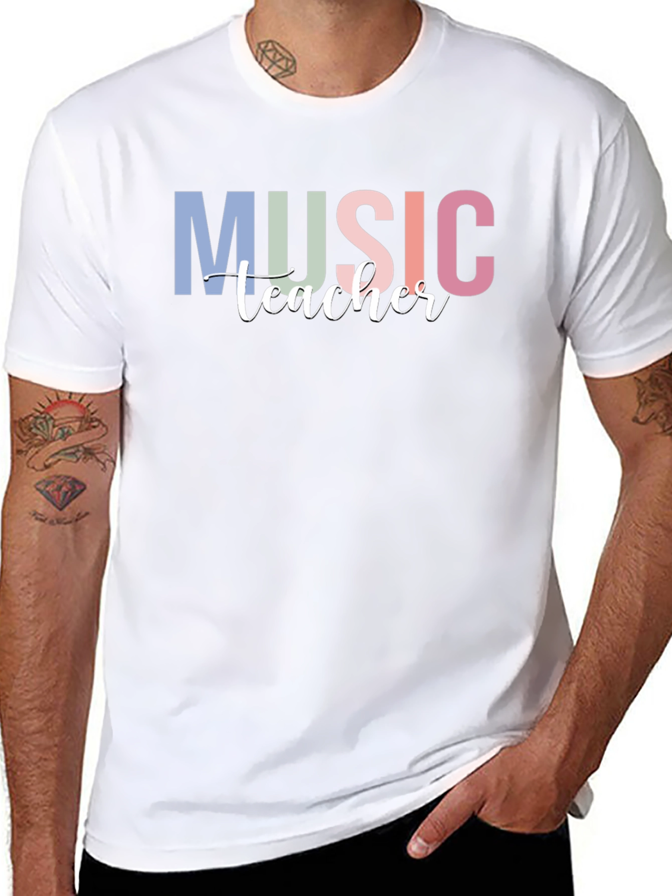 Music Teacher Graphic Tee - Black Crew Neck