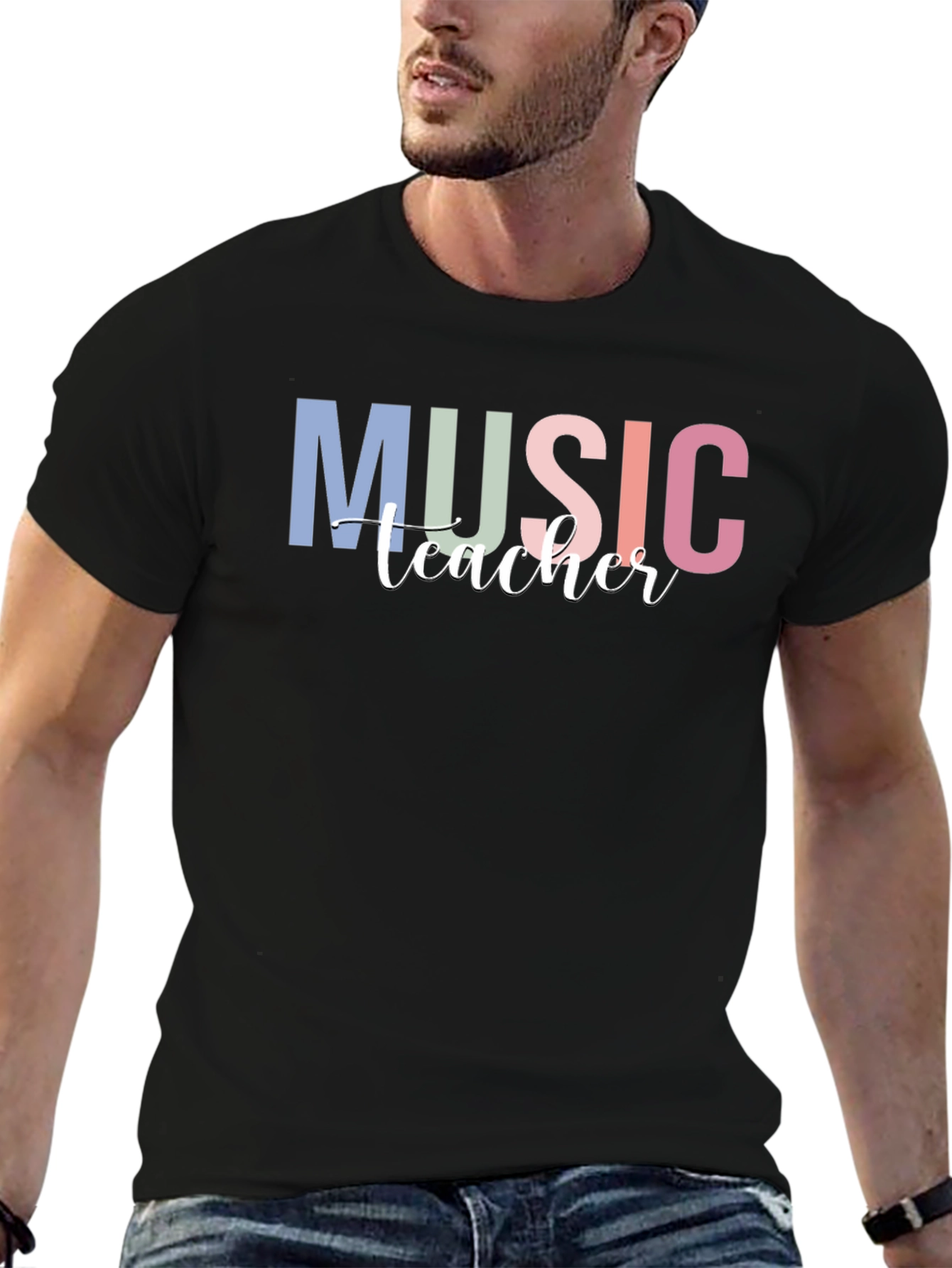 Music Teacher Graphic Tee - Black Crew Neck