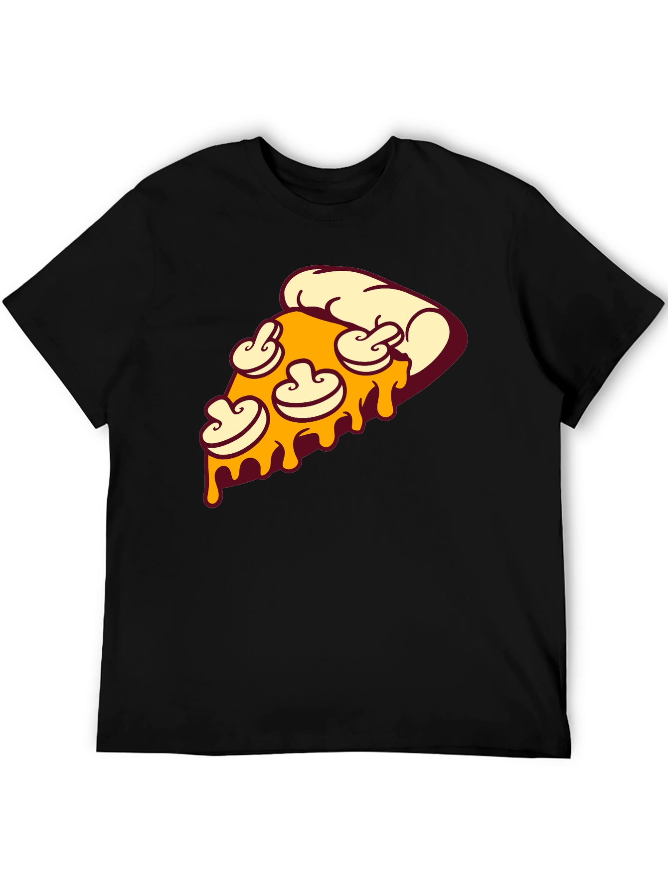 Pizza Slice Graphic Tee - Black Crew Neck T-Shirt