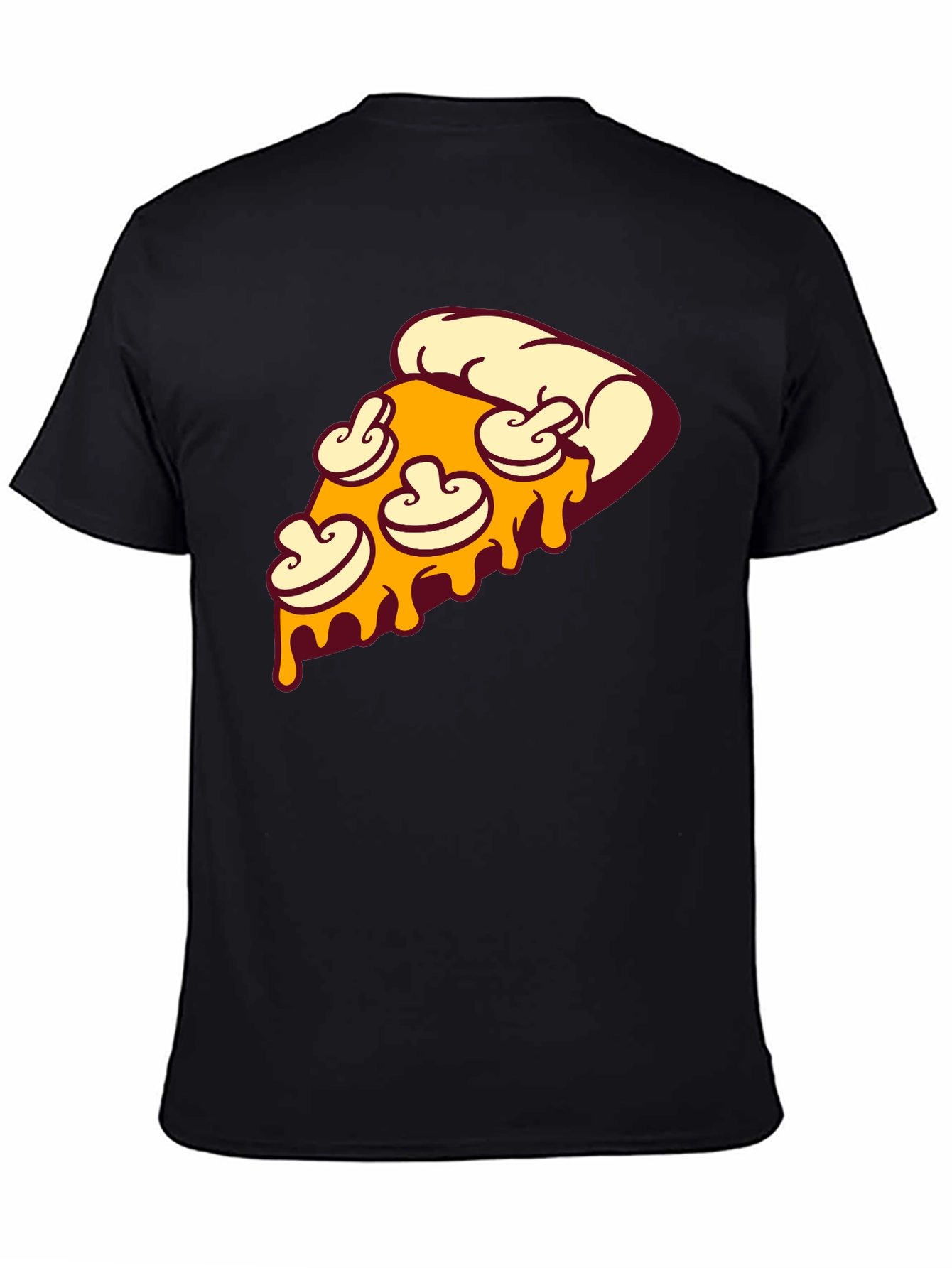 Pizza Slice Graphic Tee - Black Crew Neck T-Shirt