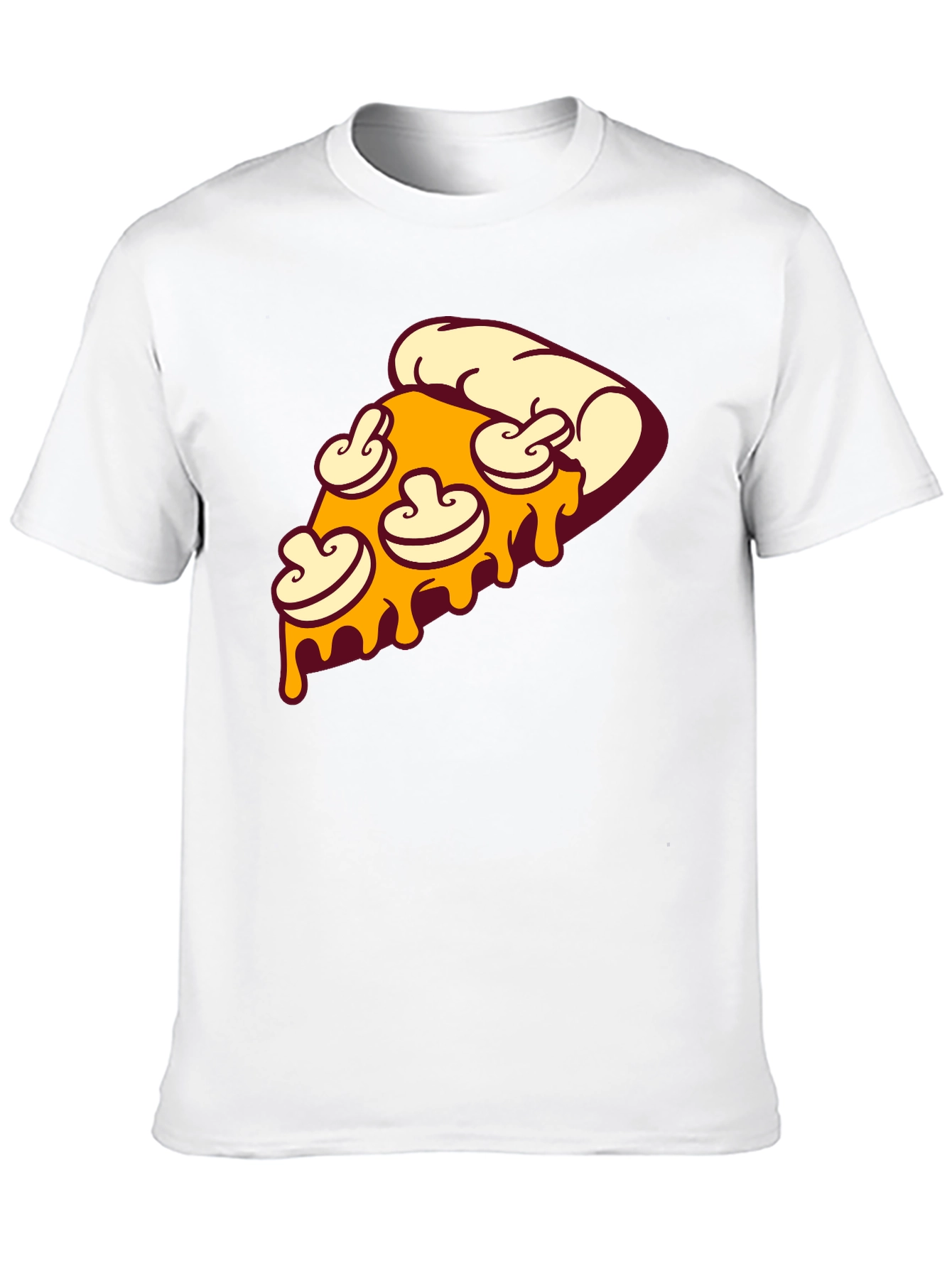 Pizza Slice Graphic Tee - Black Crew Neck T-Shirt