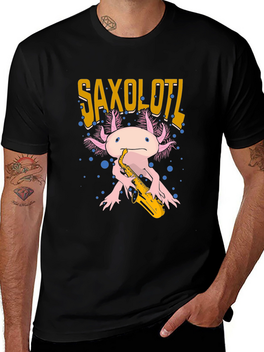 Saxolotl Graphic T-Shirt - Axolotl Saxophone Player Tee