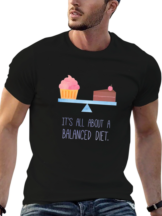Balanced Diet Graphic T-Shirt - Funny Foodie Tee