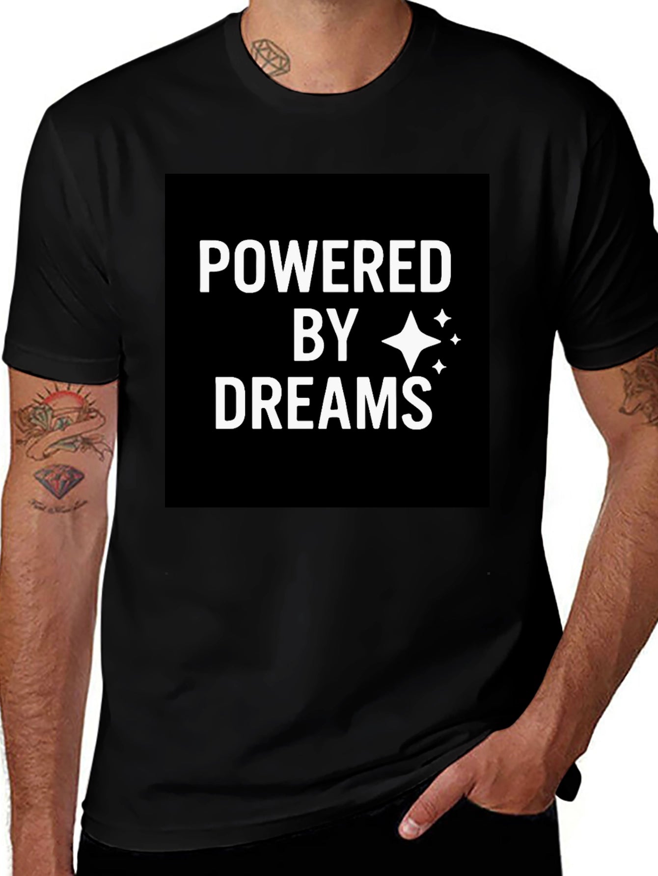 Powered by Dreams Black Graphic T-Shirt