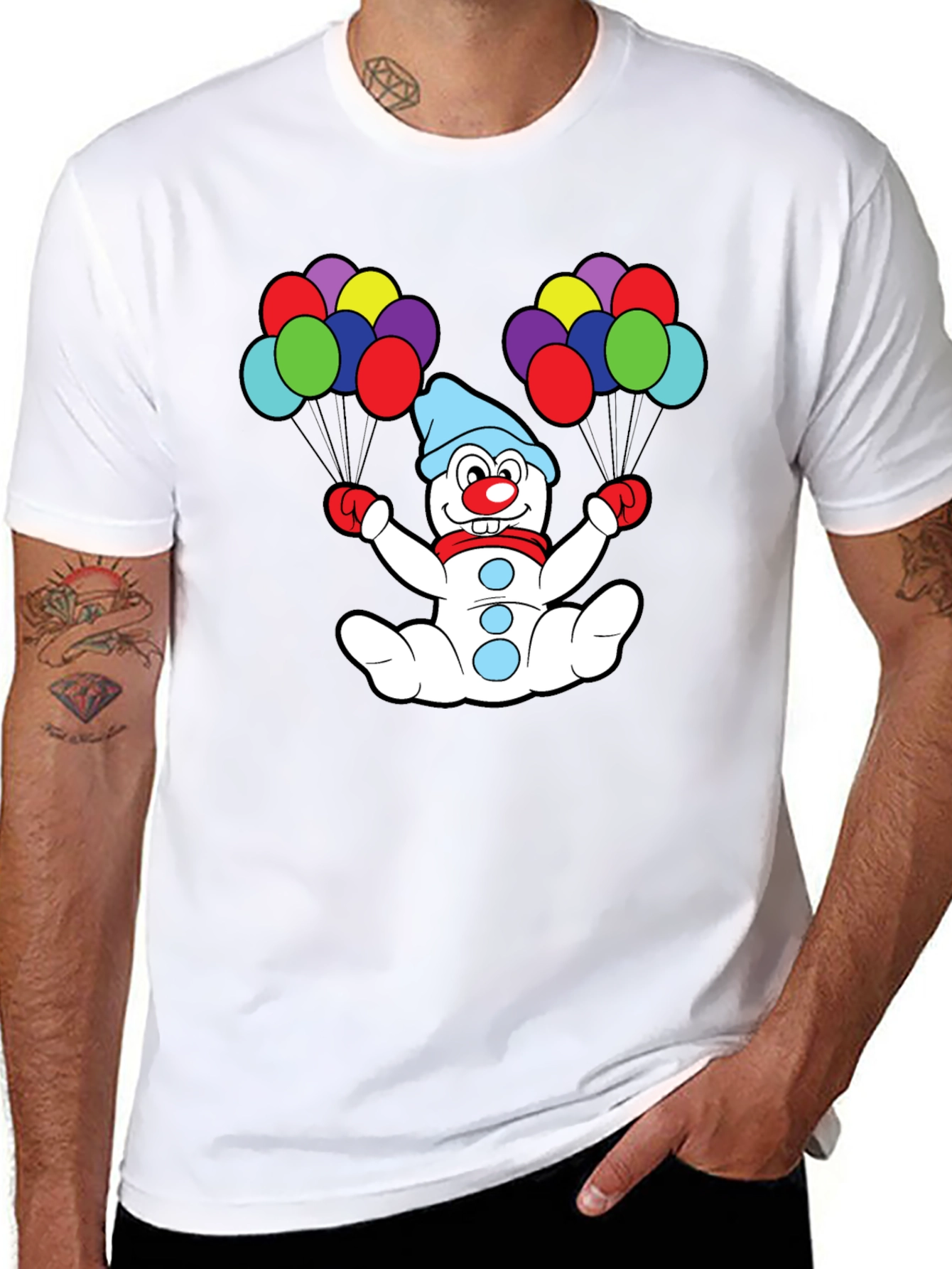Clown Snowman Balloon Graphic T-Shirt