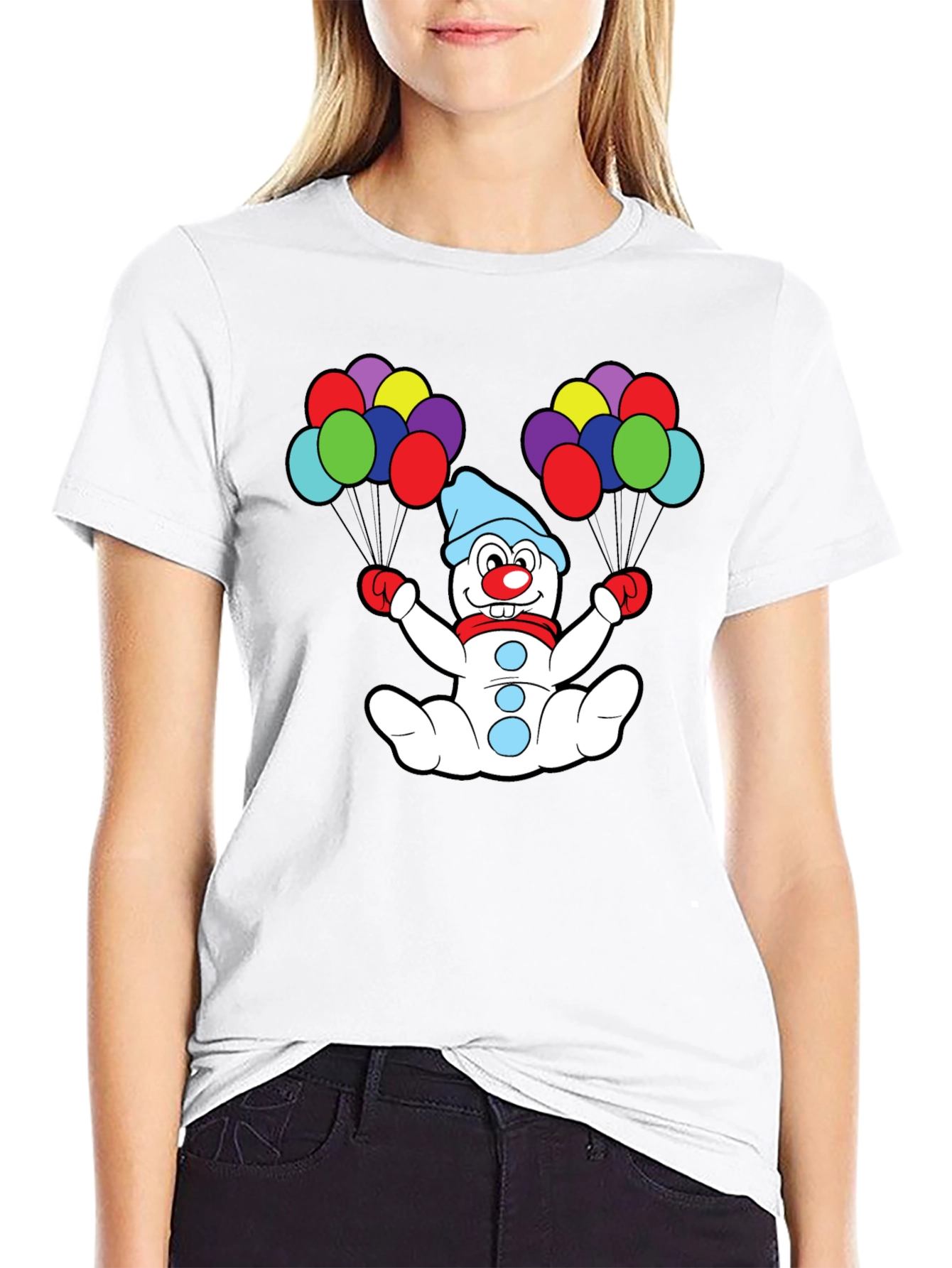 Clown Snowman Balloon Graphic T-Shirt