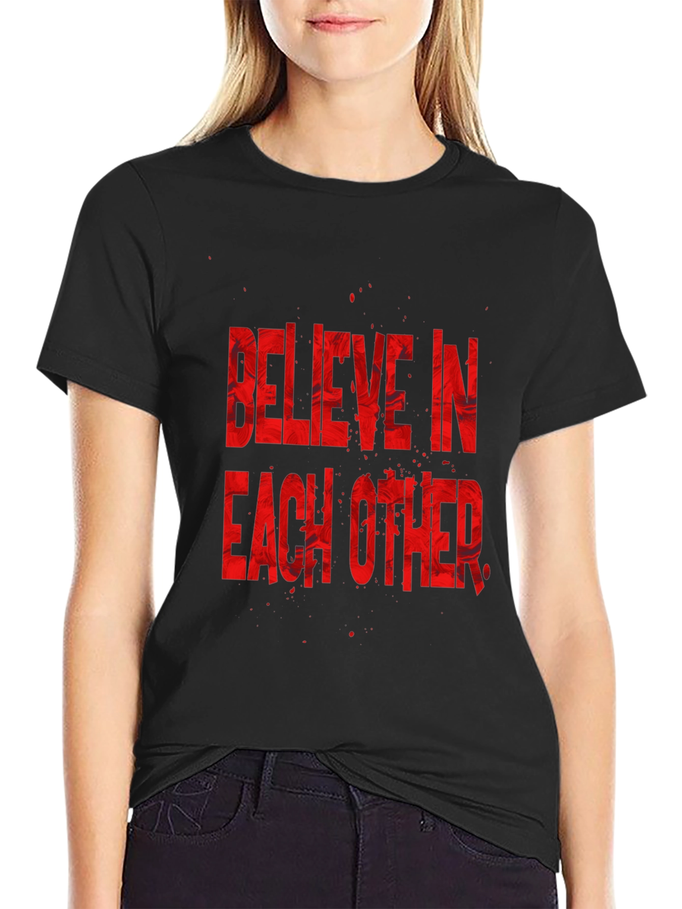 Believe In Each Other Graphic T-Shirt - Black
