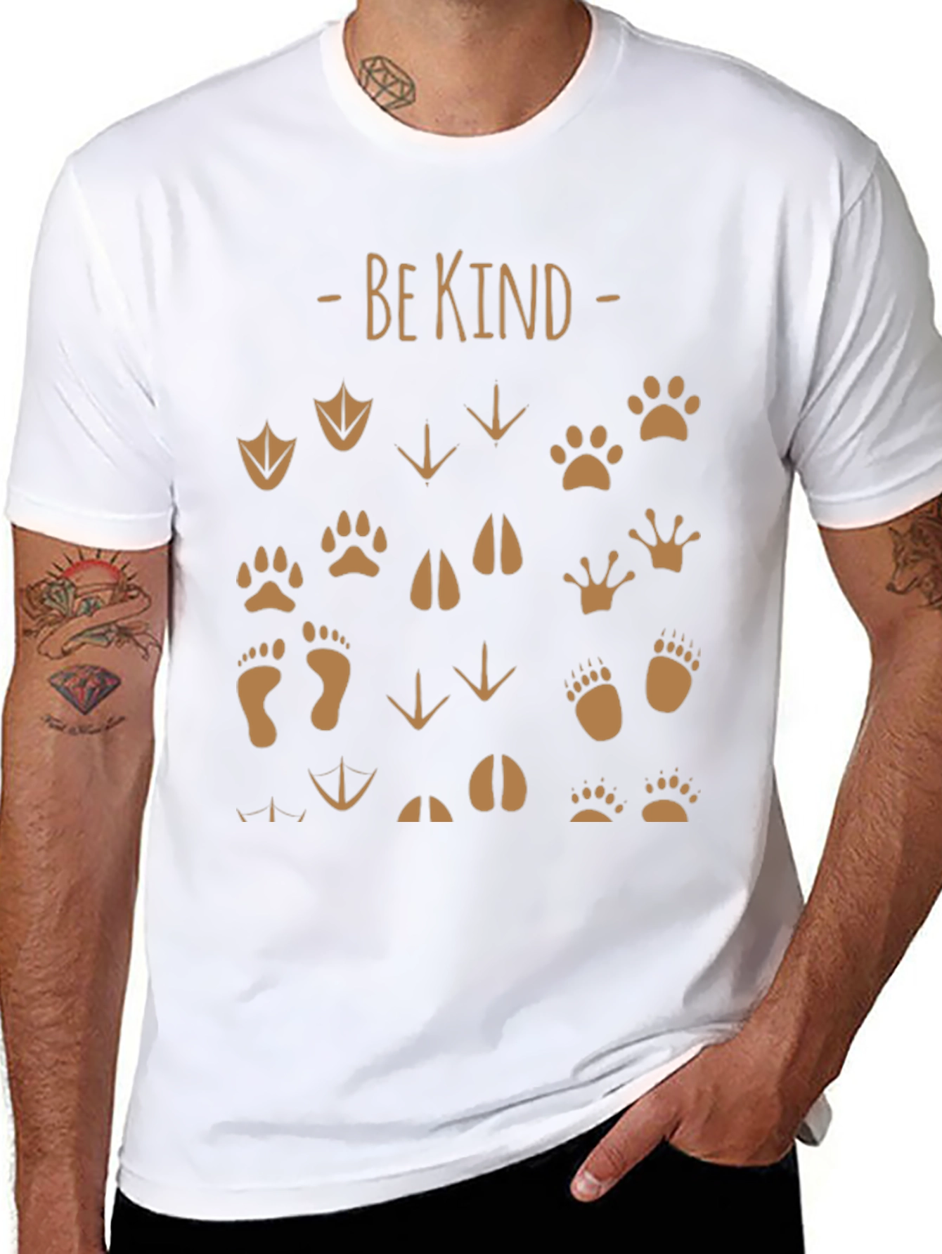 Be Kind Animal Tracks T-Shirt - Black