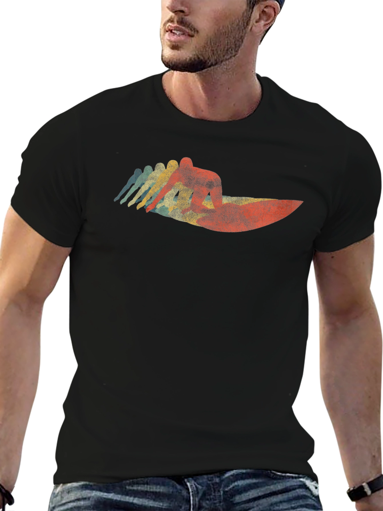 Retro Surfer T-Shirt - Black Cotton Tee