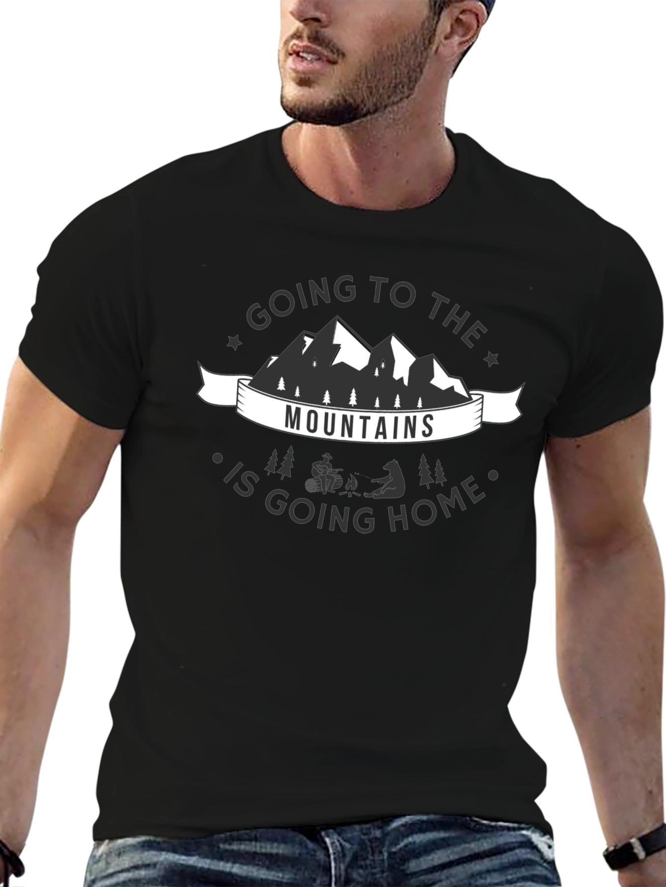 Mountains are Home Tee - Black Graphic T-Shirt