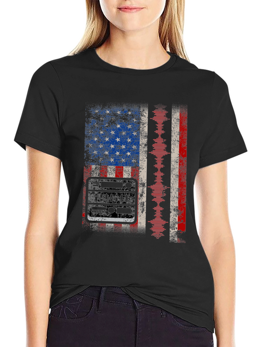 American Flag Audio Waveform T-Shirt