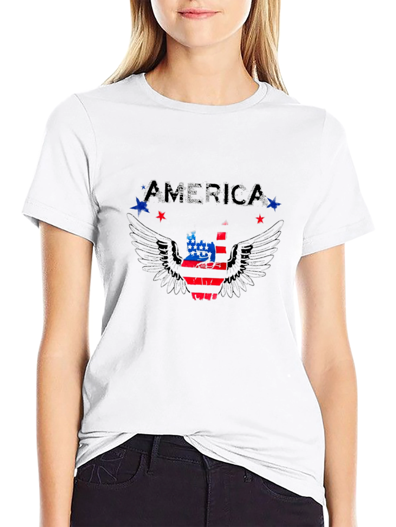 America Flag Eagle Wings Graphic T-Shirt