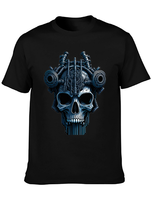 Steampunk Skull Graphic Black T-Shirt
