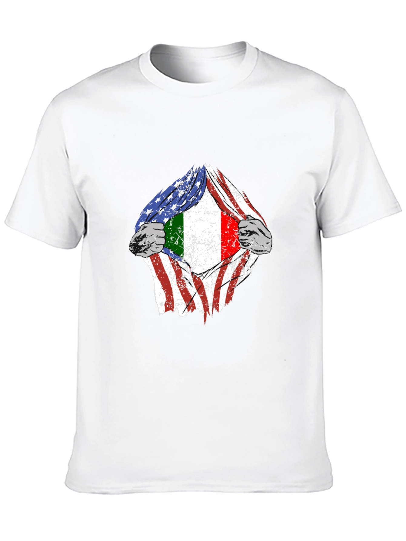 USA Italy Flag Torn T-Shirt