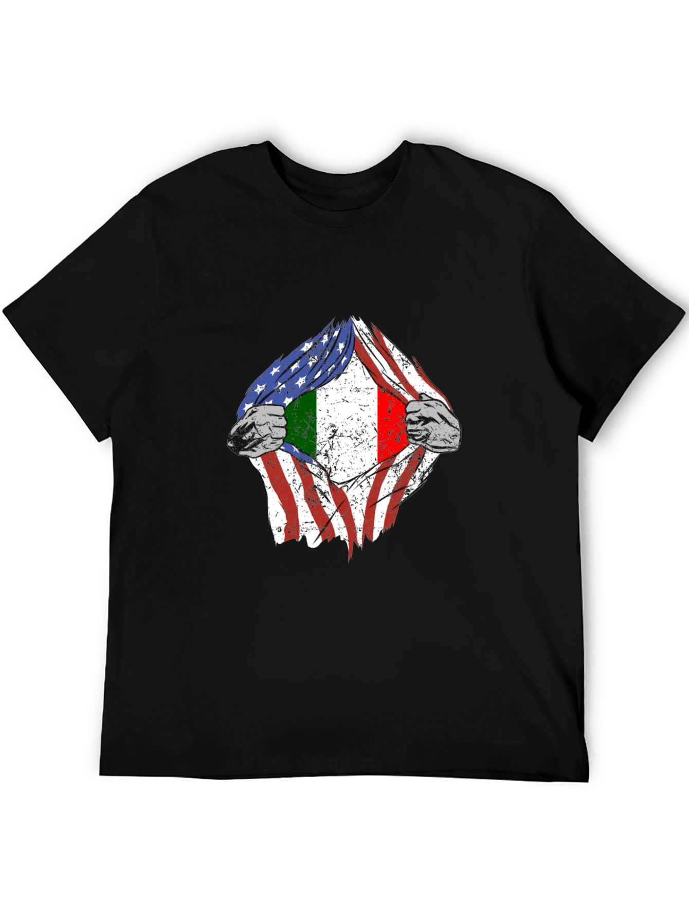 USA Italy Flag Torn T-Shirt