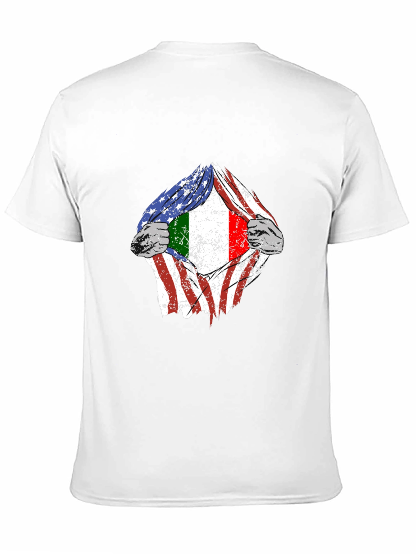 USA Italy Flag Torn T-Shirt