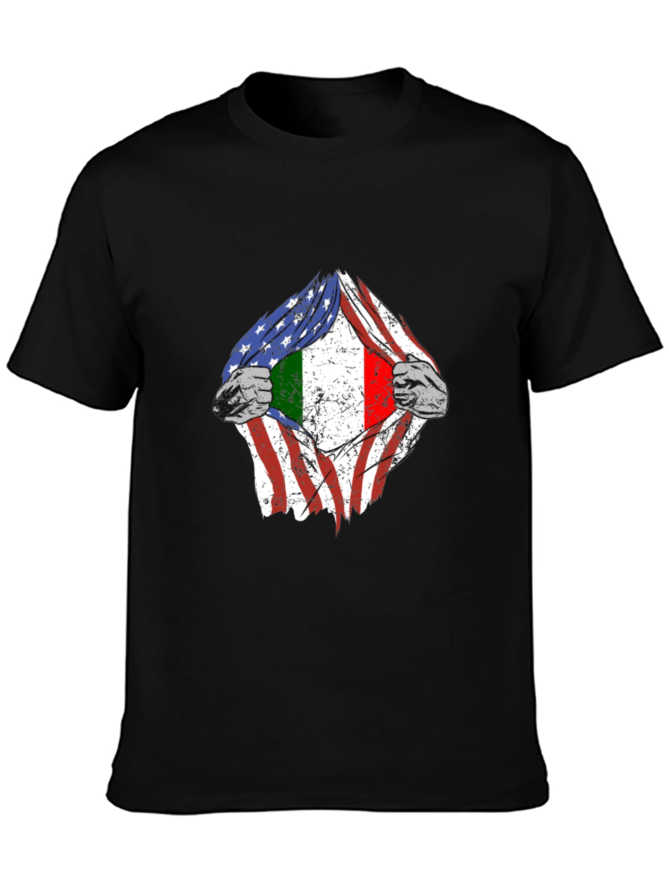 USA Italy Flag Torn T-Shirt