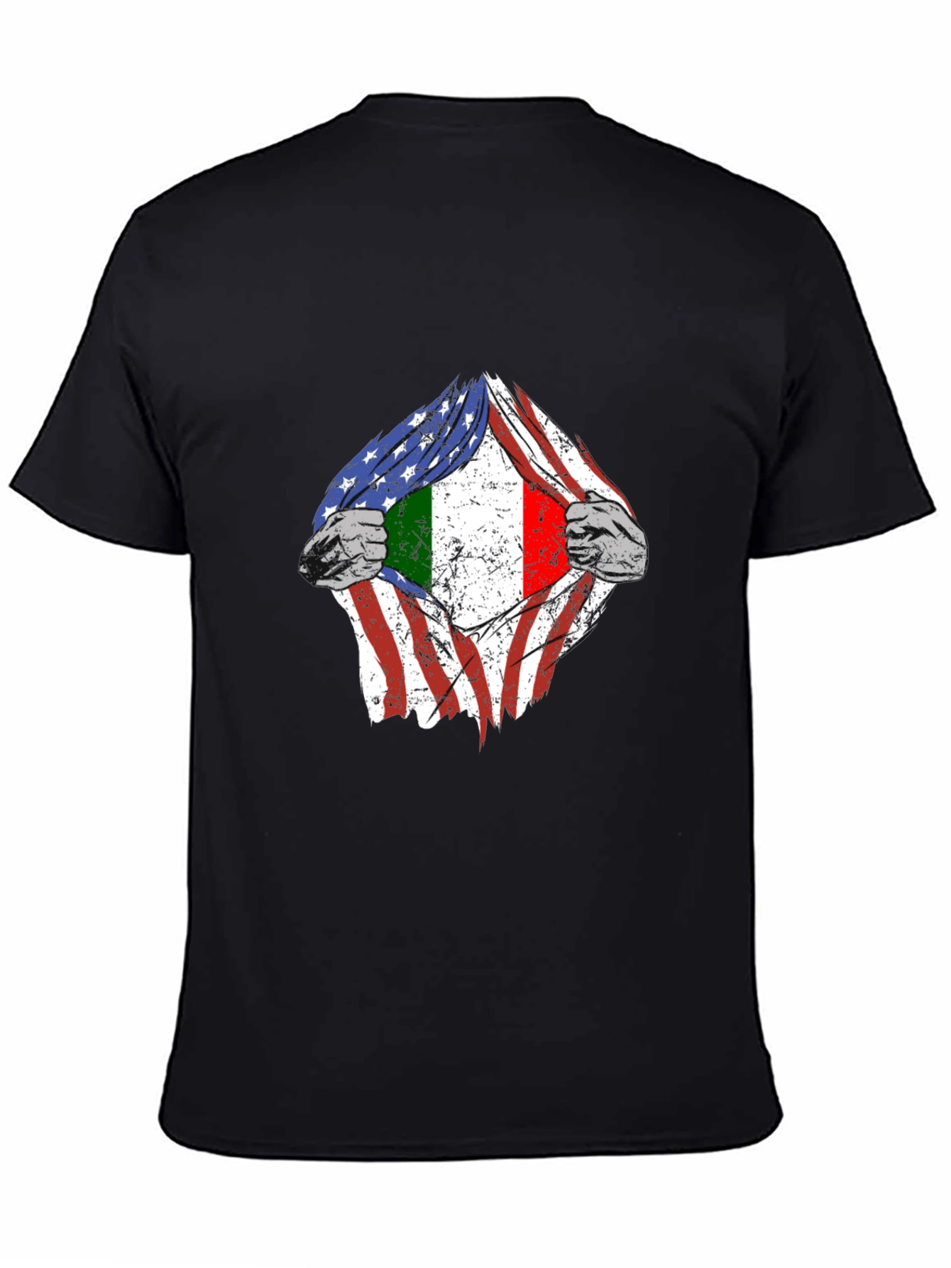 USA Italy Flag Torn T-Shirt