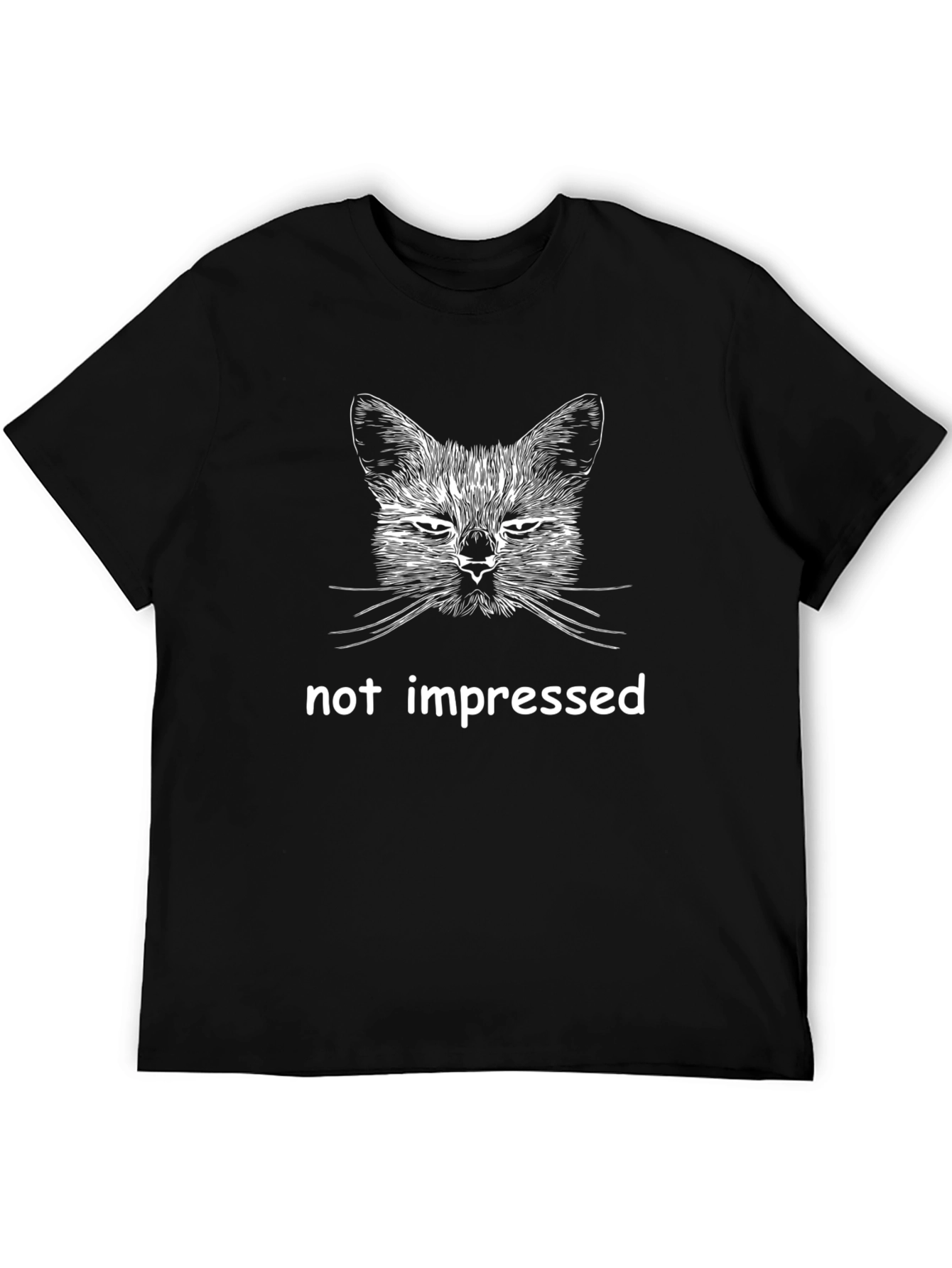 Not Impressed Cat Graphic Tee - Black Unisex T-Shirt