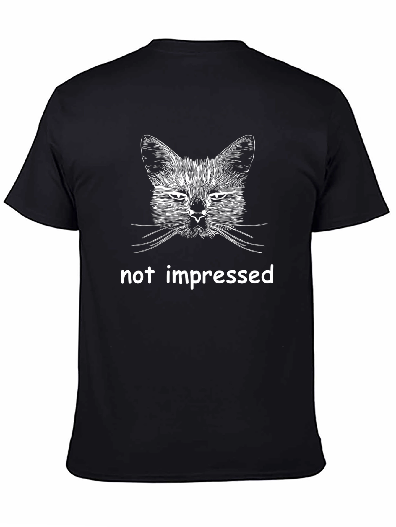 Not Impressed Cat Graphic Tee - Black Unisex T-Shirt