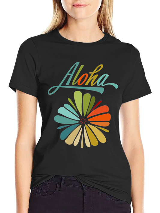Aloha Floral Graphic Tee - Retro Hawaiian Style