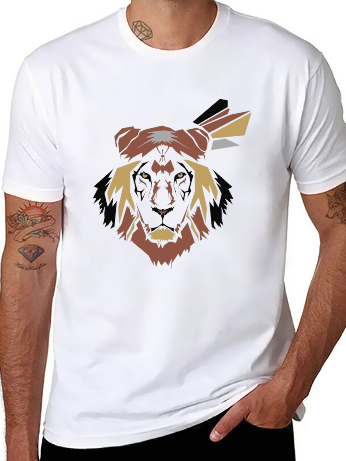 Lion Chief Black T-Shirt - Bold Graphic Tee