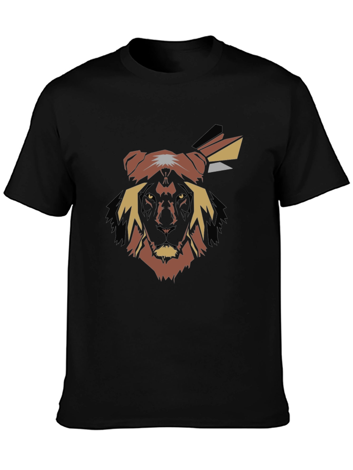 Lion Chief Black T-Shirt - Bold Graphic Tee